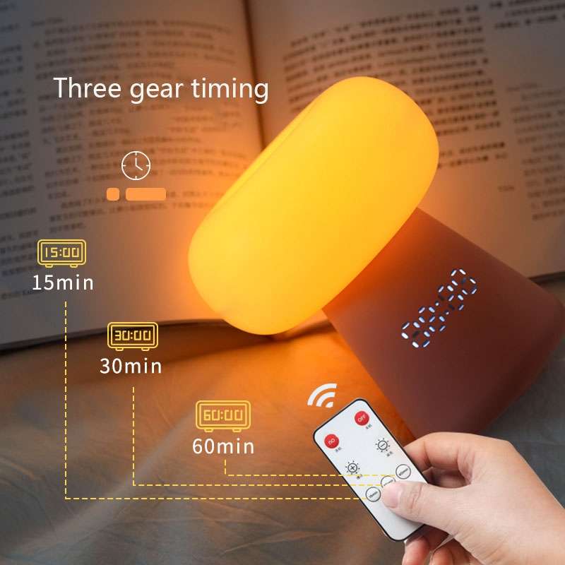 XYD-055 Cloud Mushroom USB Clock Night Light Sleep Timer Remote Control Bedside Lamp, Light color: P
