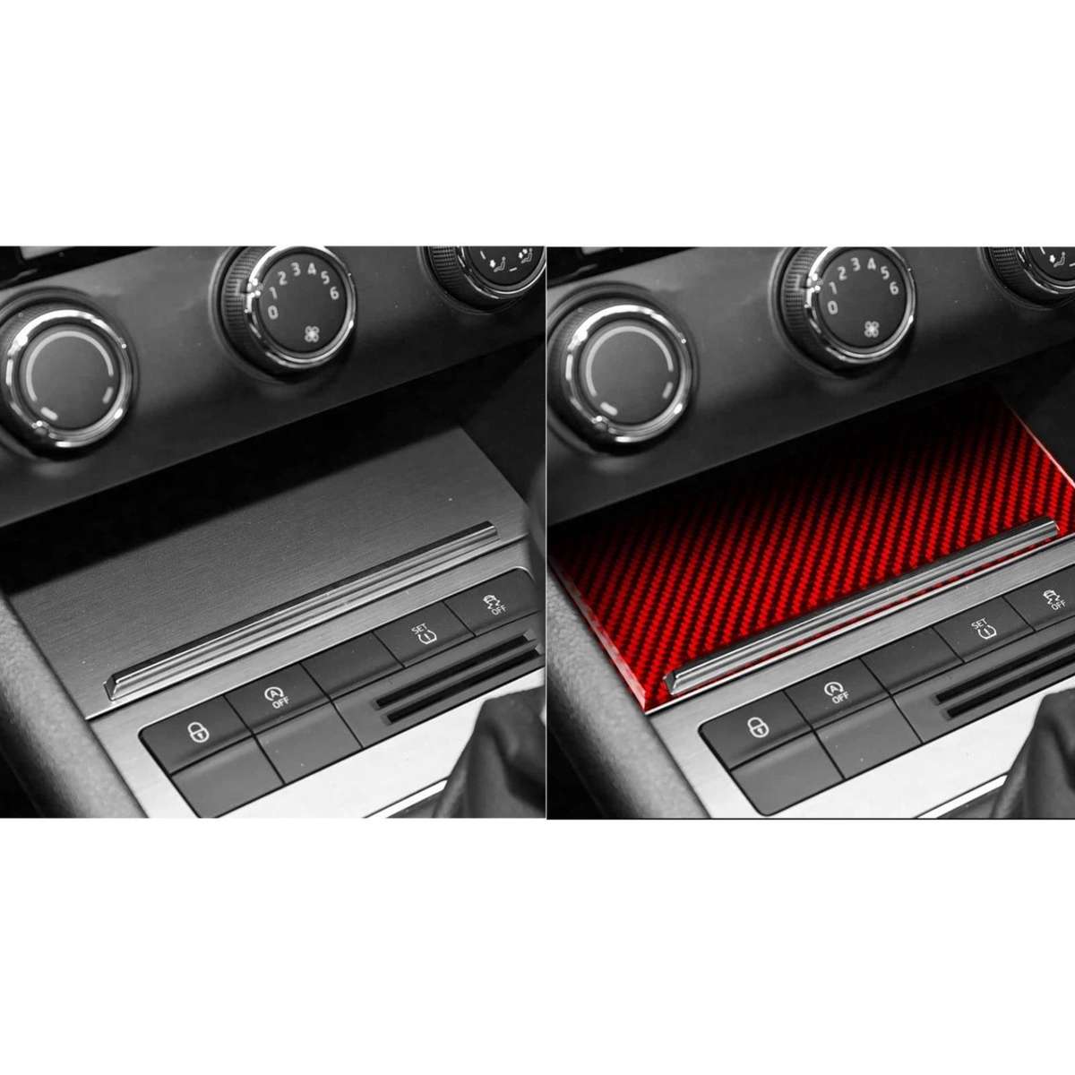 For 2017-2021 Skoda Octavia Left Right Hand Drive Center Console Storage Panel Sticker(Black)