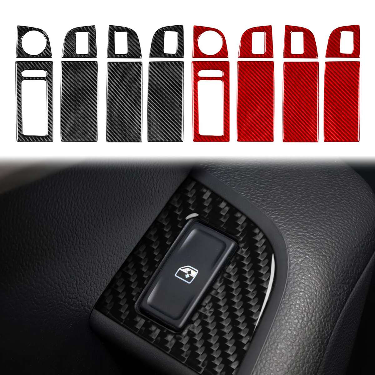 For 2017-2021 Skoda Octavia Left-Hand Drive 8pcs /Set Window Switch Panel Sticker(Black)