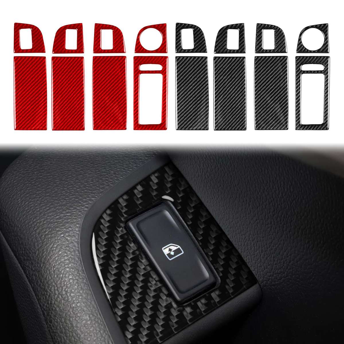 For 2017-2021 Skoda Octavia Right-Hand Drive 8pcs /Set Window Switch Panel Sticker(Black)