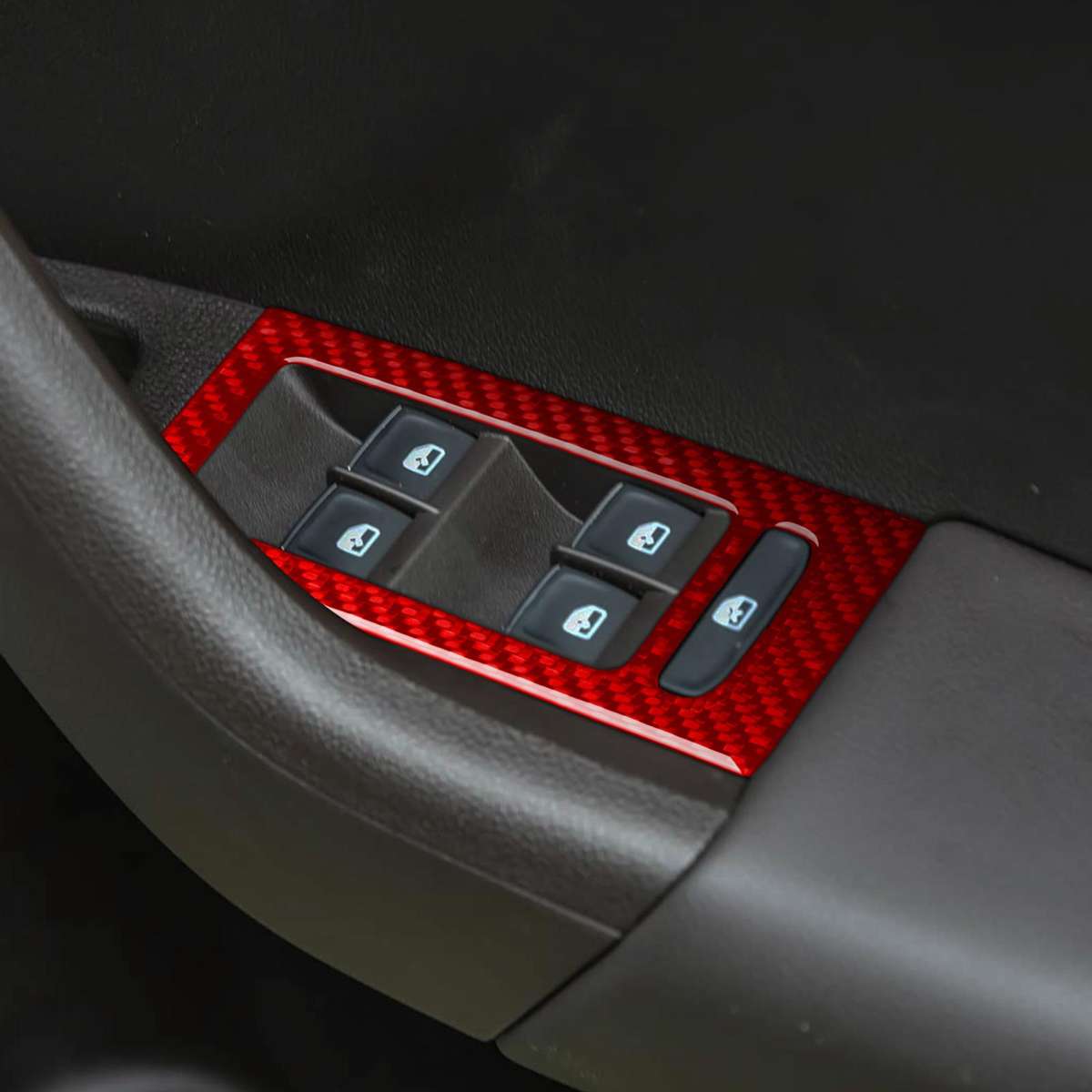 For 2017-2021 Skoda Octavia Right-Hand Drive 8pcs /Set Window Switch Panel Sticker(Black)