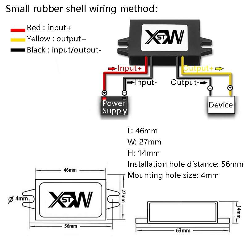 XWST DC 12/24V To 5V Converter Step-Down Vehicle Power Module, Specification: 12V To 5V 1A Small Rub