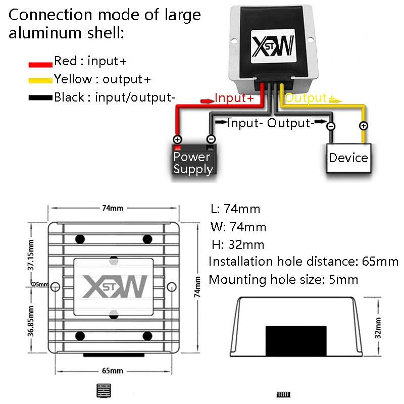 XWST DC 12/24V To 5V Converter Step-Down Vehicle Power Module, Specification: 12/24V To 5V 25A Large