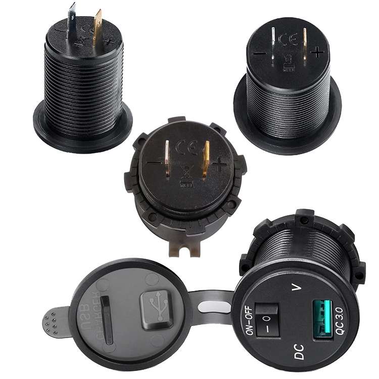 Car Motorcycle Modified USB Charger With Switch 12-24V Fast Charge(Green Light)