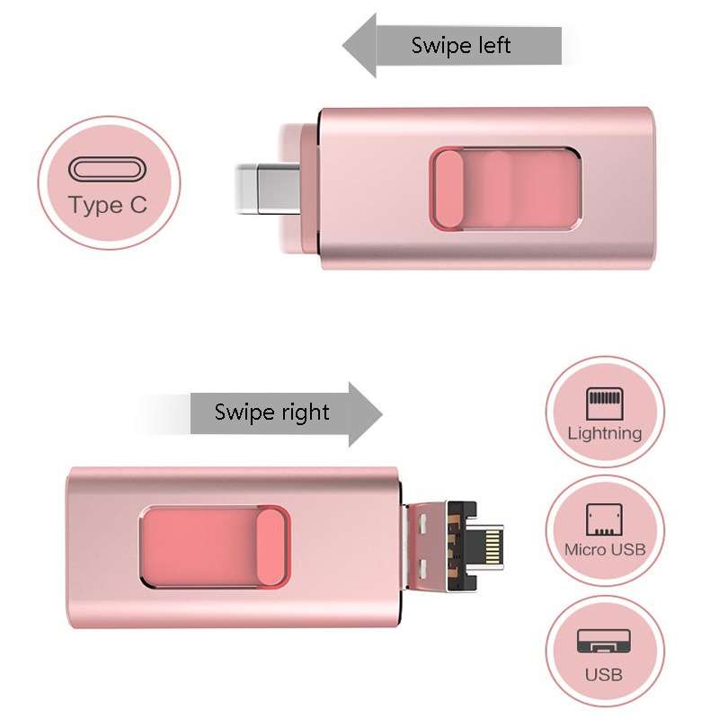 16GB SH02 USB 3.0 + 8 Pin + Mirco USB + Type-C 4 In 1 Mobile Computer U-Disk With OTG ... (Silver)
