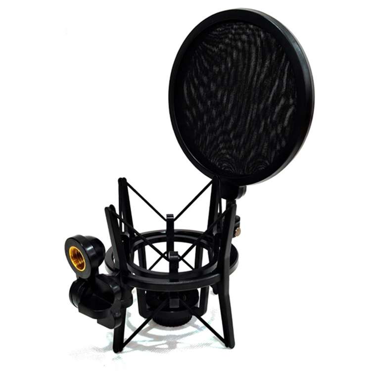 SH-100 Microphone Shockproof Bracket Condenser Microphone Blowout Cover Set(Black)