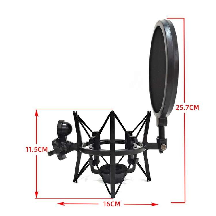 SH-100 Microphone Shockproof Bracket Condenser Microphone Blowout Cover Set(Black)