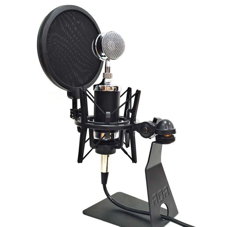 SH-100 Microphone Shockproof Bracket Condenser Microphone Blowout Cover Set(Black)