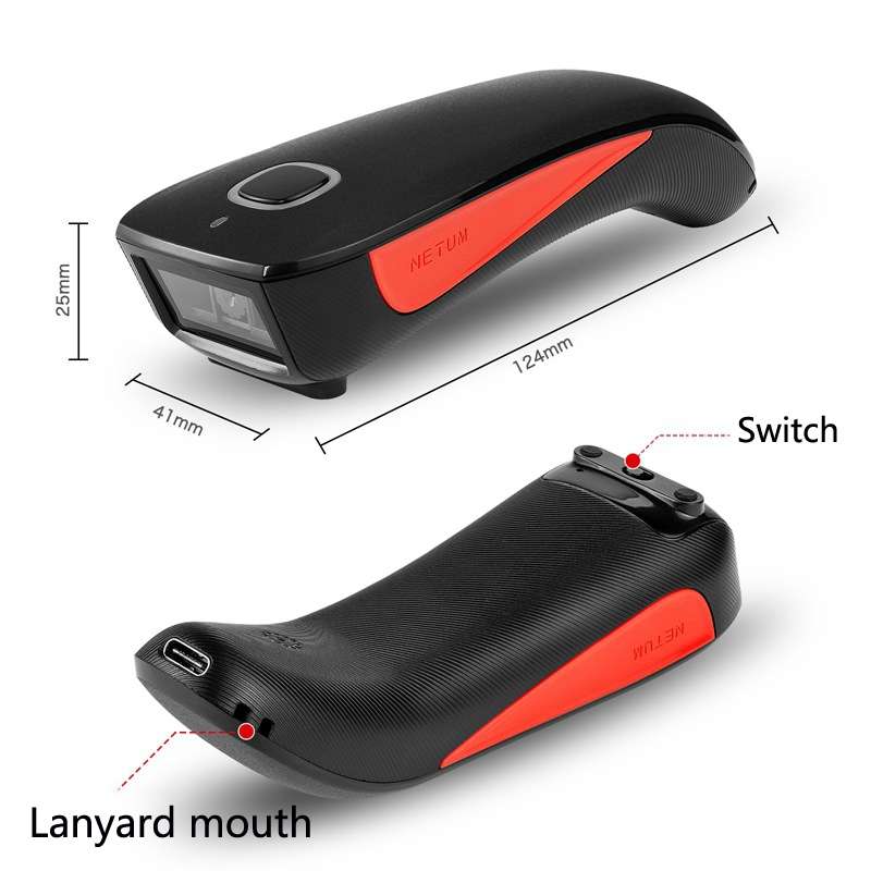 NETUM C750 Wireless Bluetooth Scanner Portable Barcode Warehouse Express Barcode Scanner, Model: C74