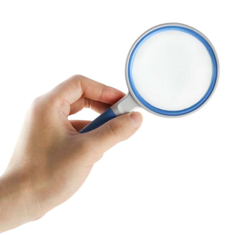 Hand-Held Reading Magnifier Glass Lens Anti-Skid Handle Old Man Reading Repair Id ... (Blue White)