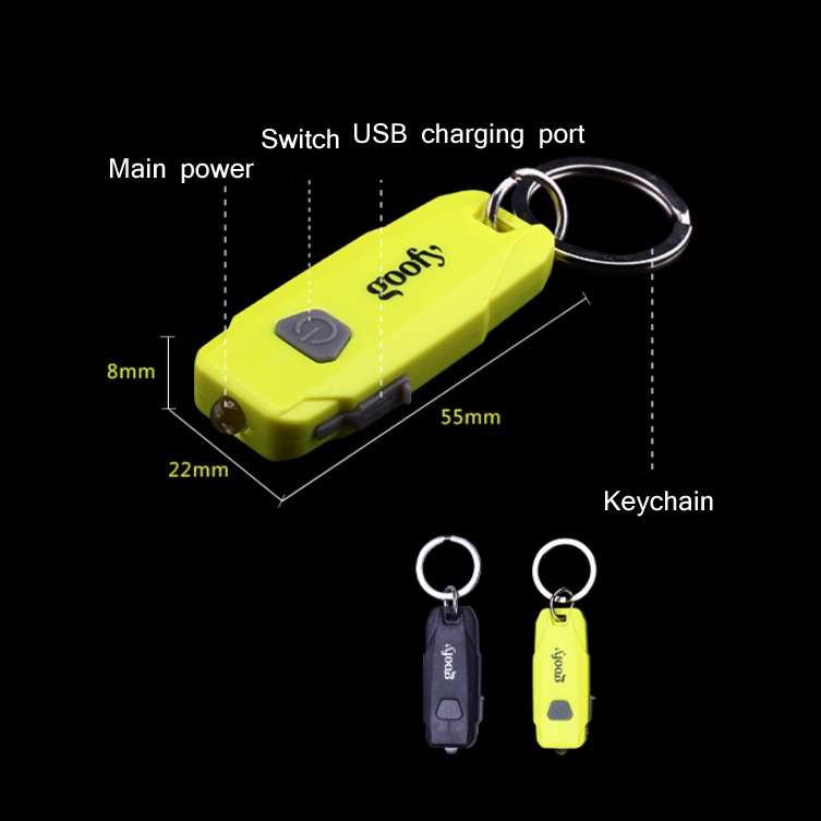 GOOFY Mini USB Rechargeable LED Flashlight Portable Keychain(Green)