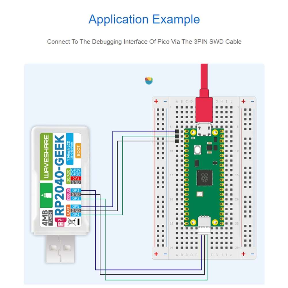 Waveshare 25394 RP2040-GEEK Development Board, Based On RP2040 Microcontroller, With 1.14inch 65K Co