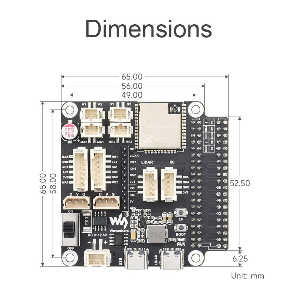Waveshare 23730 ESP32 Multi-Functional General Driver Board For Robots, Supports WIFI/Bluetooth/ESP-