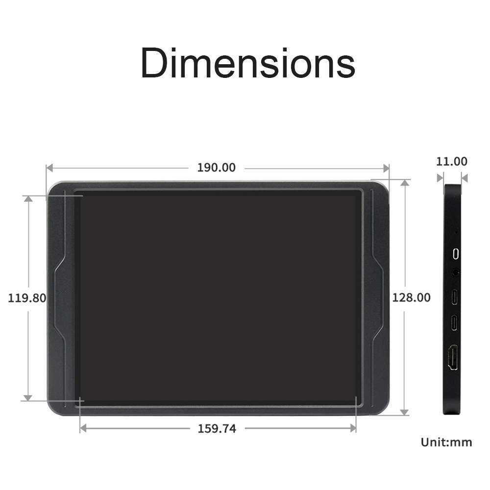 Waveshare 8 Inch 2K IPS 1536×2048 Optical Bonding Toughened Glass Panel Touch Display, Plug:US Plug