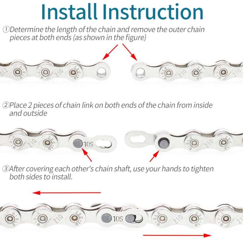 3 Pairs 10 Speed (Colorful) ZH405 Mountain Road Bicycle Chain Magic Buckle Chain Quick Release Buc