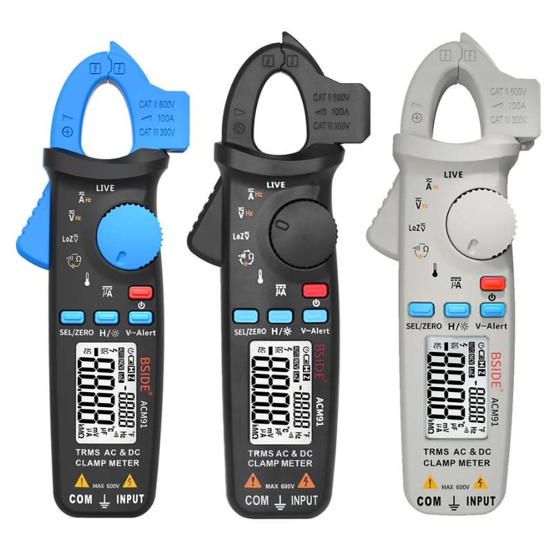 BSIDE ACM91 Digital Clamp Meter AC/DC Current 1mA True RMS Auto Range Capacitor Tester Multimeter(B