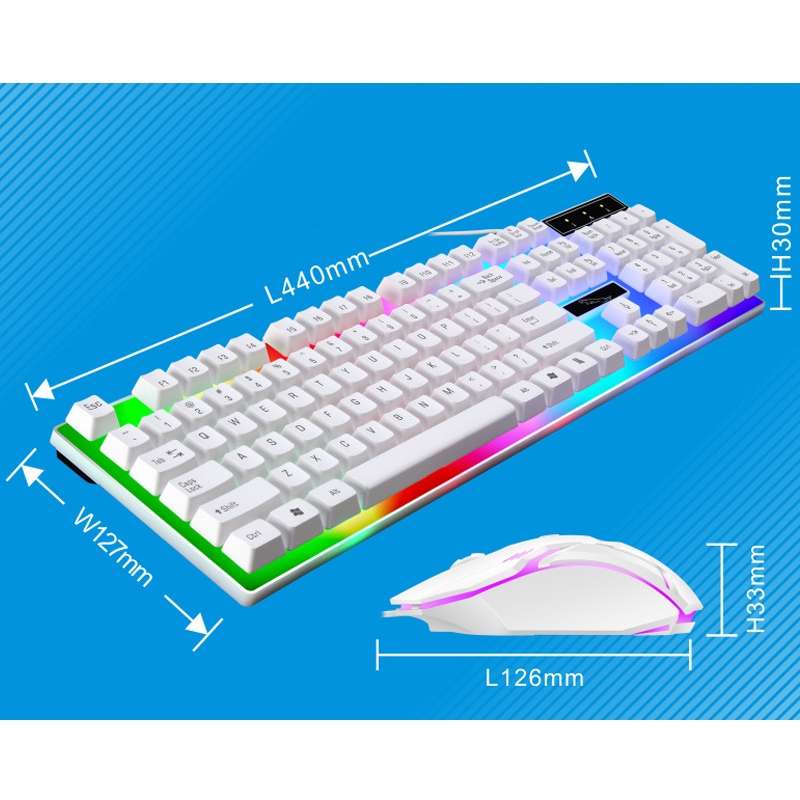 ZGB G21B Colorful Glow USB Wired Keyboard Mouse Set(White)