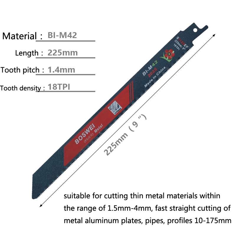 S1122EF BOSWEI Hardcore Reciprocating Saw Strip Fine Teeth Saber Saw Blade Metal Plastic Wood Bimeta
