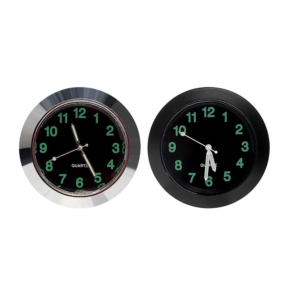 Car Clock Night Light Electronic Clock Car Decoration Quartz(Silver Border)
