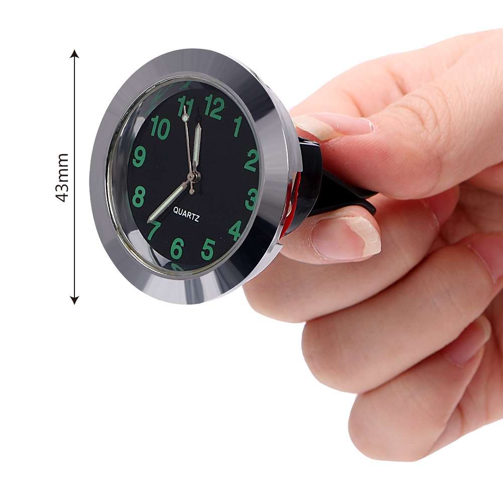 Car Clock Night Light Electronic Clock Car Decoration Quartz(Silver Border)