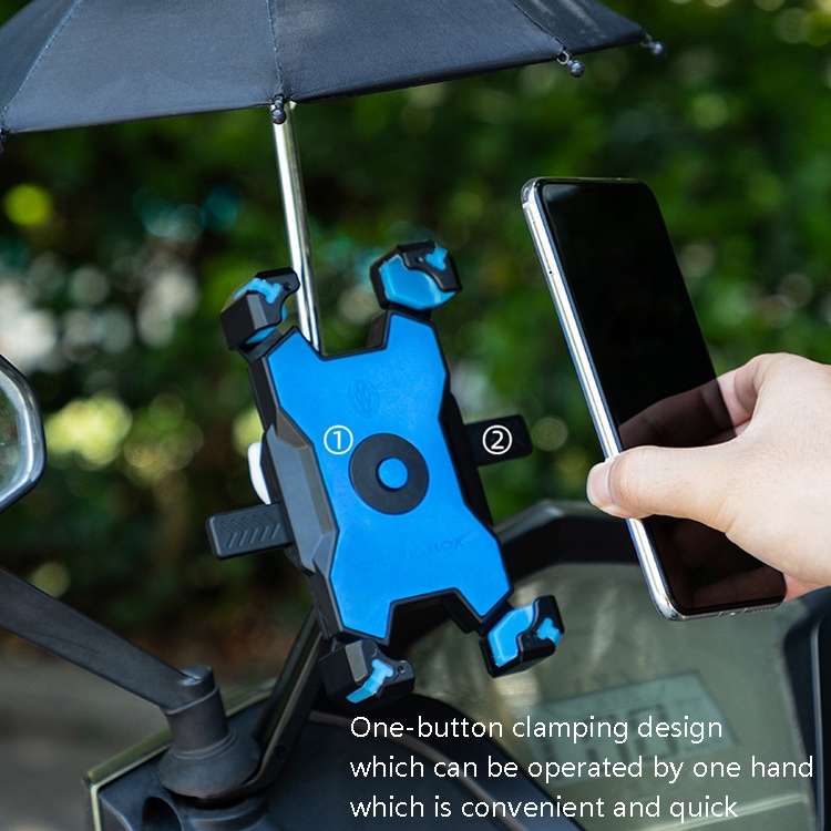 CYCLINGBOX Bicycle Mobile Phone Bracket With Parasol Rider ... Rearview Mirror Installation (Blue)