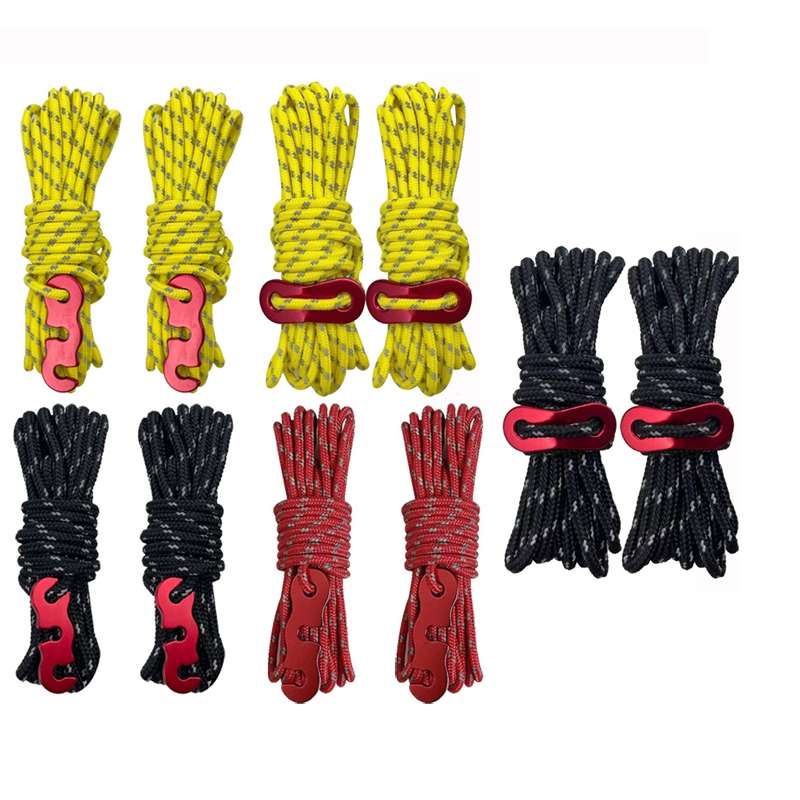 4m x 4 Rolls Outdoor Camping Tent Canopy Wind Rope Luminous Multi-Fun ... (Figure 8 Buckle-Yellow)