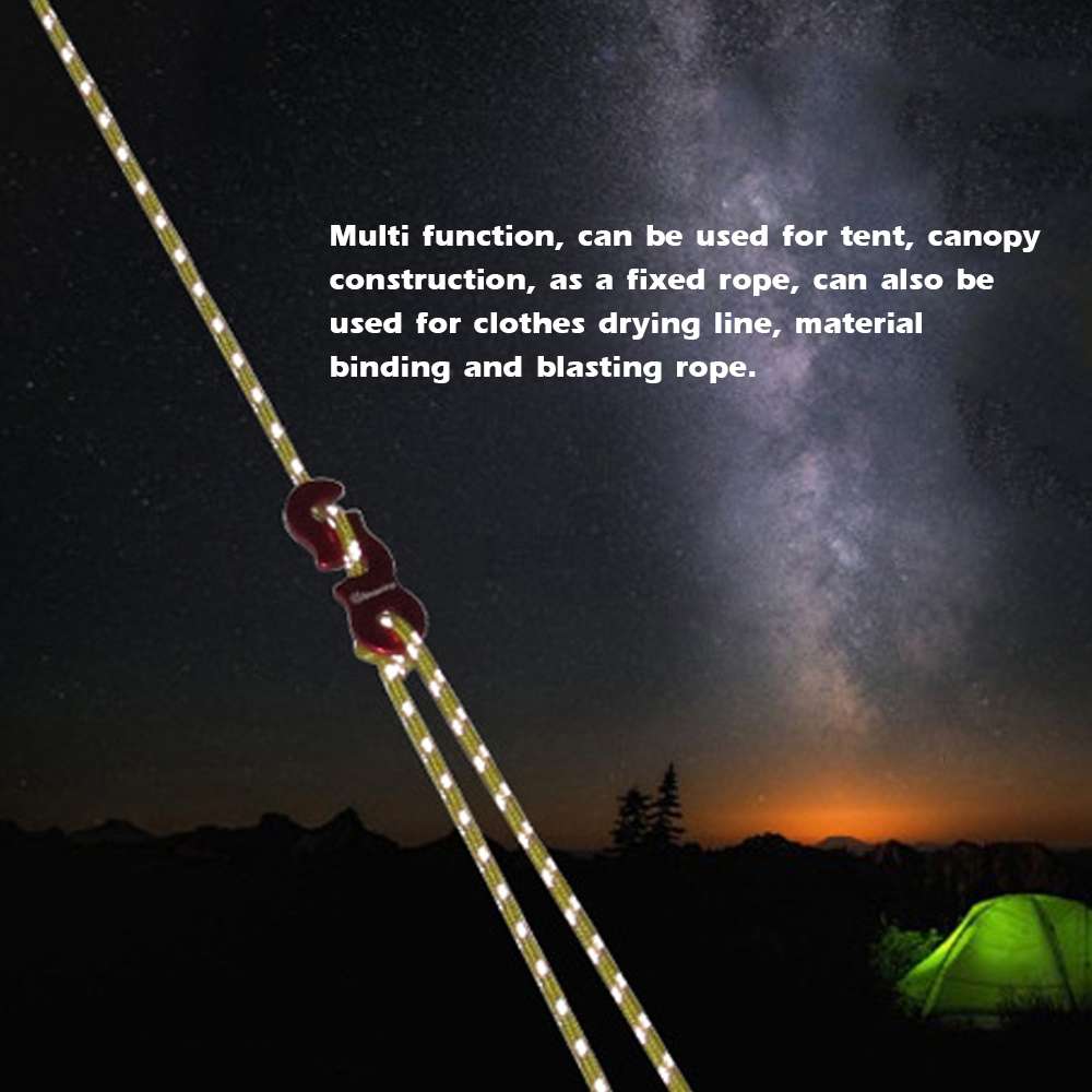 4m x 4 Rolls Outdoor Camping Tent Canopy Wind Rope Luminous Multi-Fun ... (Figure 8 Buckle-Yellow)
