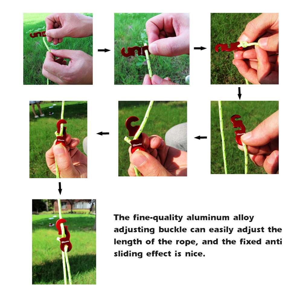 4m x 4 Rolls Outdoor Camping Tent Canopy Wind Rope Luminous Multi-Fun ... (Figure 8 Buckle-Yellow)