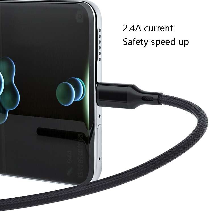 4 PCS 2.4A USB-C / Type-C to USB Braided Fast Charging Sync Data Cable, Length: 1m (Black)