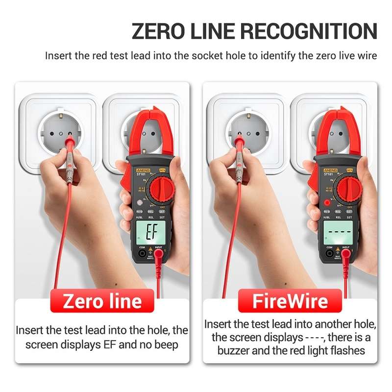 ANENG Intelligent Digital Backlit Clamp-On High-Precision Multimeter, Specification: ST182 with Temp