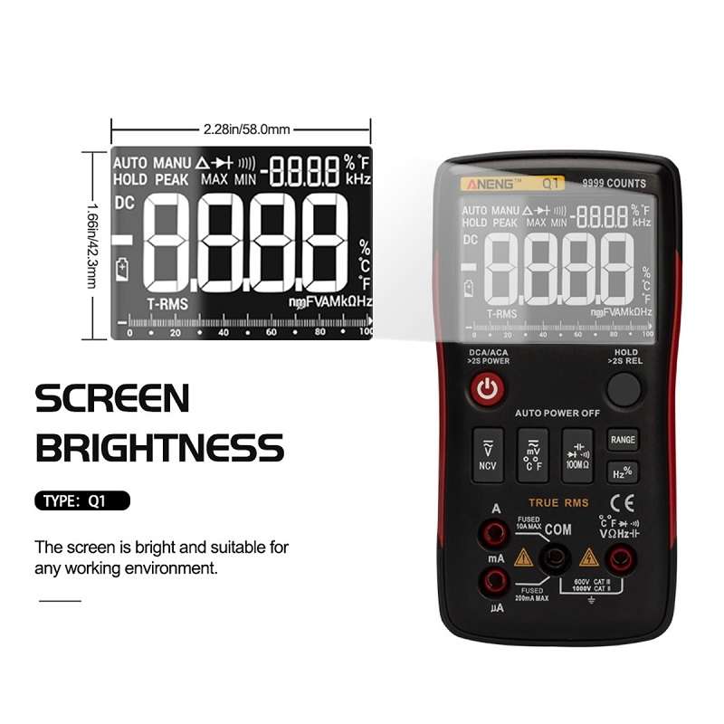ANENG AN-Q1 Automatic High-Precision Intelligent Digital Multimeter, Specification: Standard(Orange)