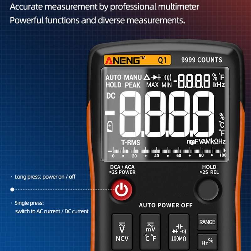 ANENG AN-Q1 Automatic High-Precision Intelligent Digital Multimeter, Specification: Standard with Ca