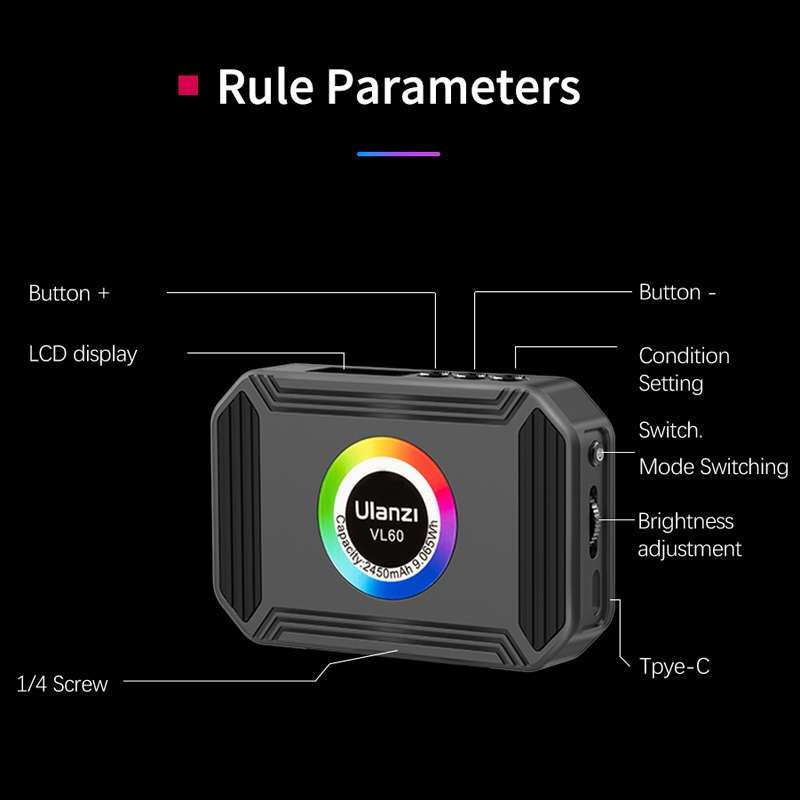 Ulanzi VL60 RGB Light Magnetic Mini Photography Live Fill Light