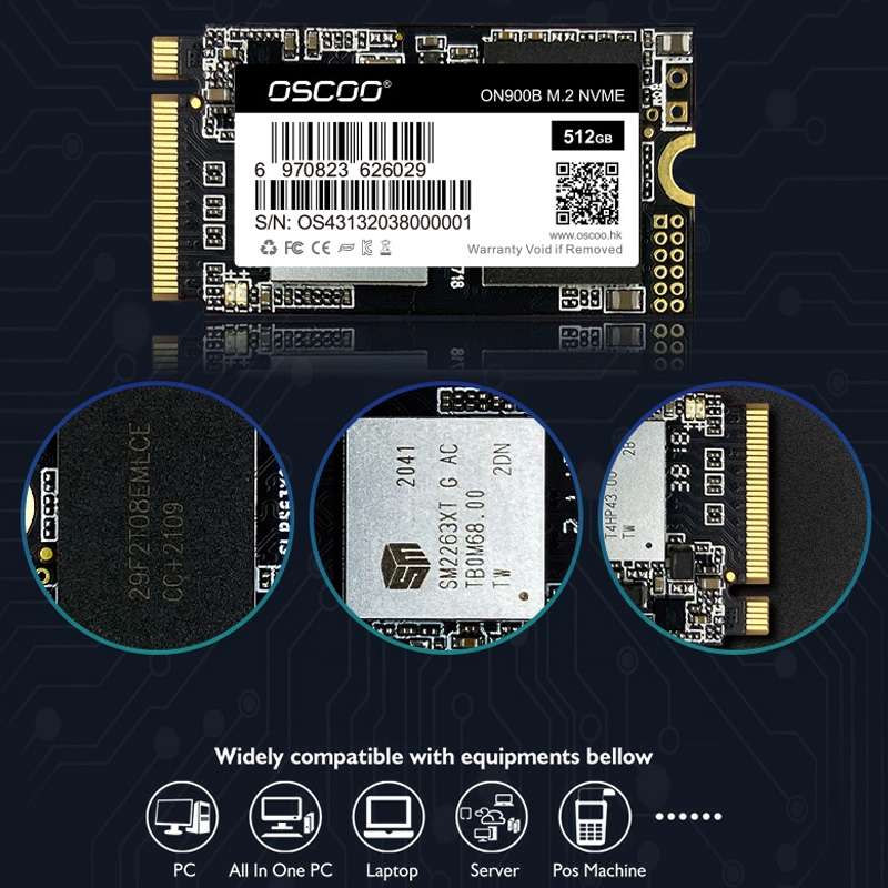 OSCOO ON900B 3x4 High-Speed SSD Solid State Drive, Capacity: 512GB