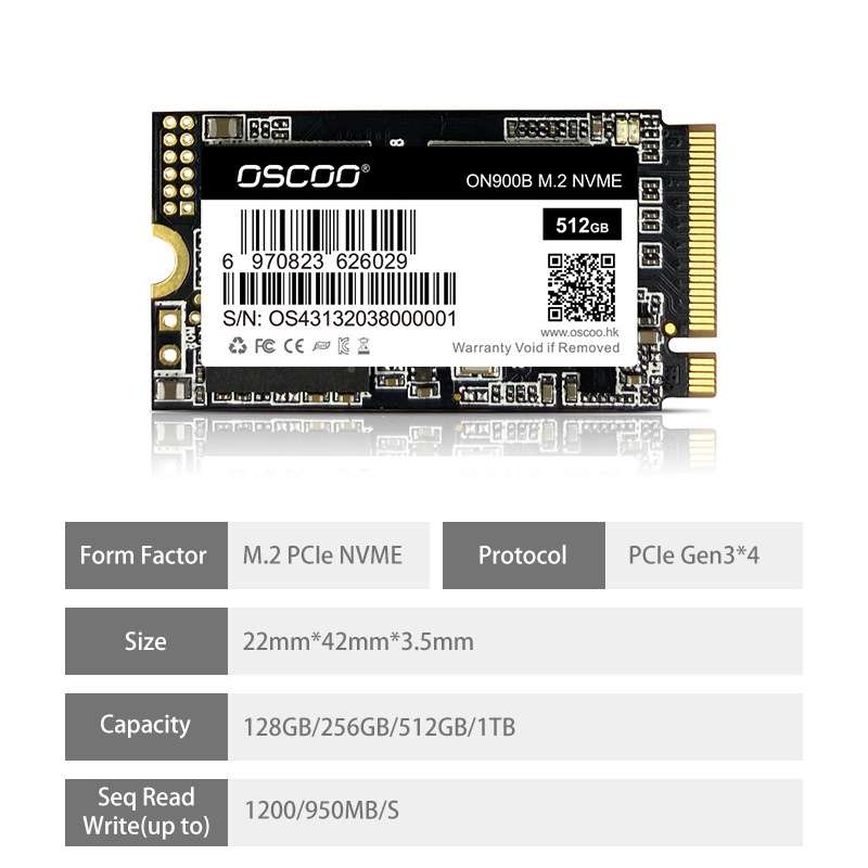 OSCOO ON900B 3x4 High-Speed SSD Solid State Drive, Capacity: 512GB