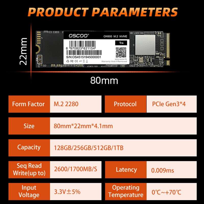 OSCOO ON900 PCIe NVME SSD Solid State Drive, Capacity: 256GB