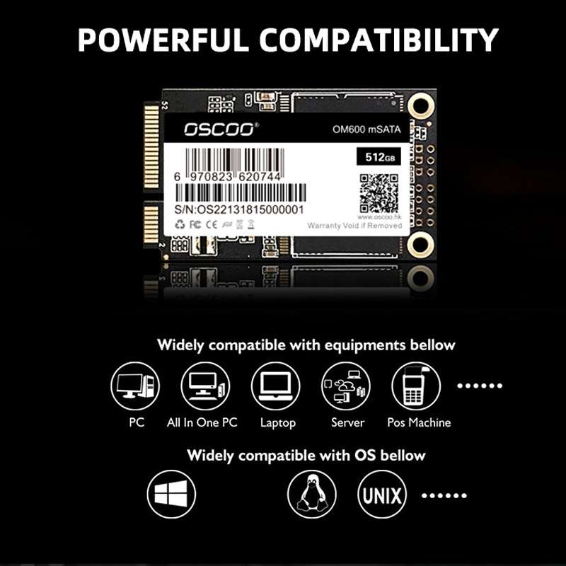 OSCOO OM600 MSATA Computer Solid State Drive, Capacity: 128GB