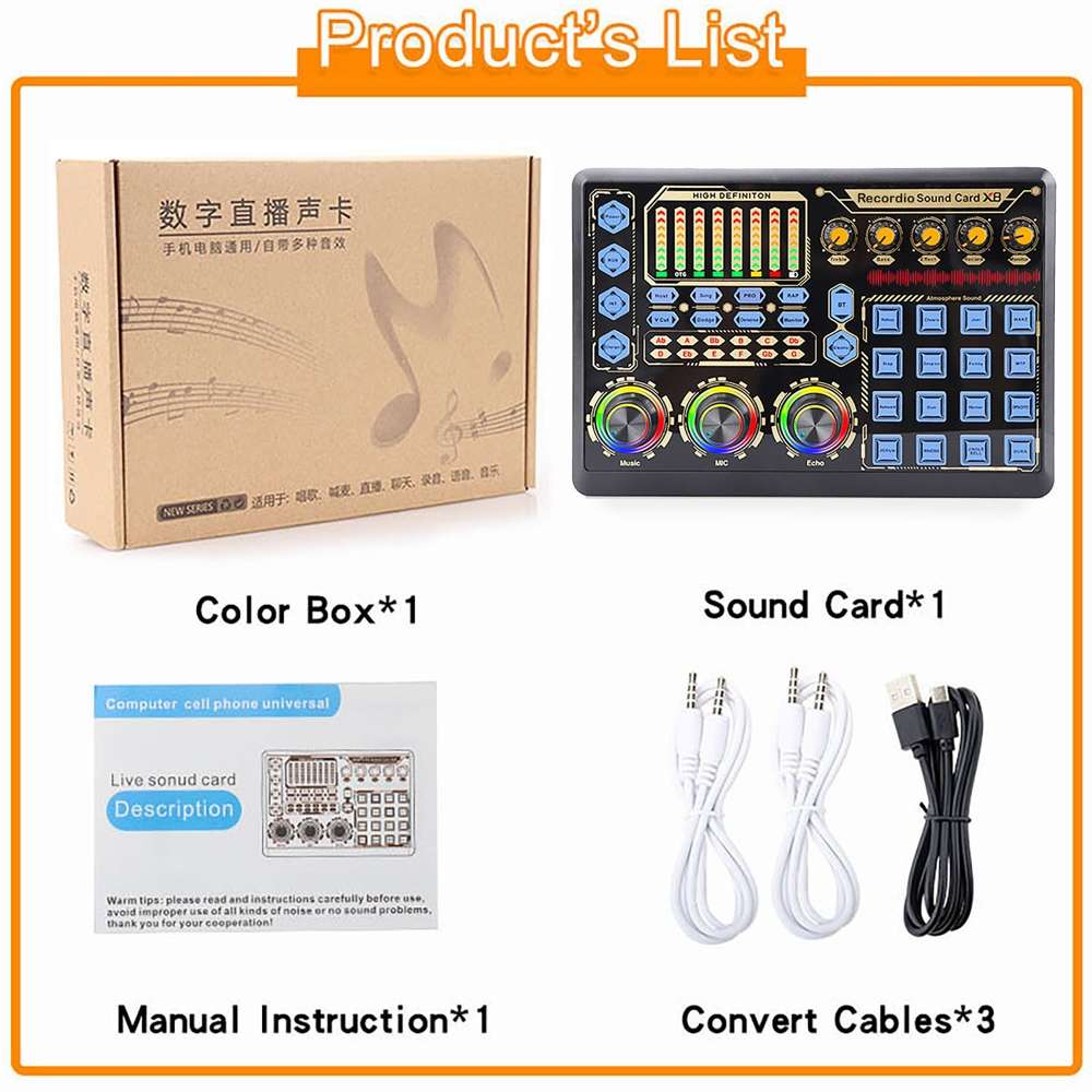 GAX-X8 Live Microphone Equipment Sound Card