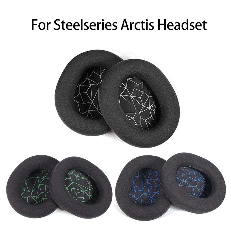 2pcs Sponge Headset Pad for Steelseries Arctis Pro / Arctis 3 / 5 / 7(Green Print Mesh)