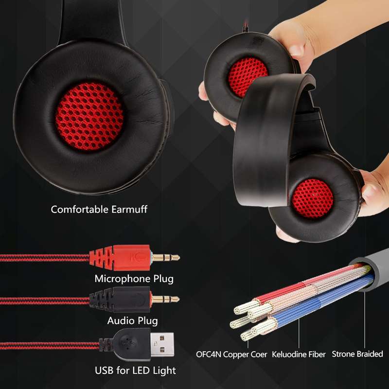 Soyto SY885MV Luminous Gaming Computer Headset For PS4 (Black Red)