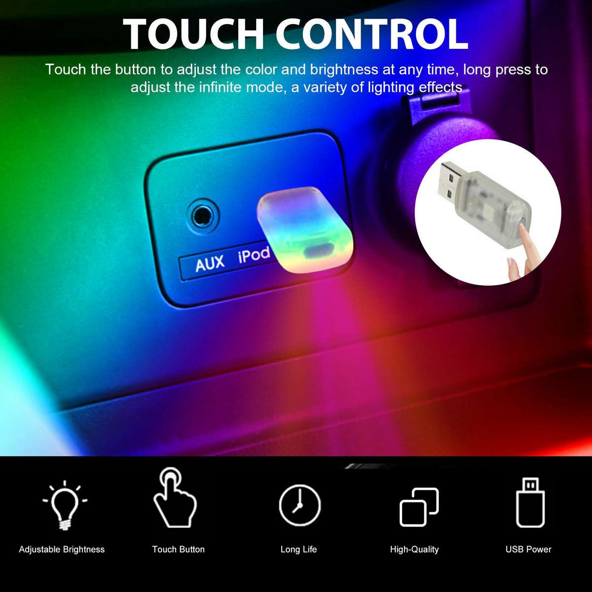 USB Car Internal Atmosphere Light(K6 Sound Control Single Lamp)