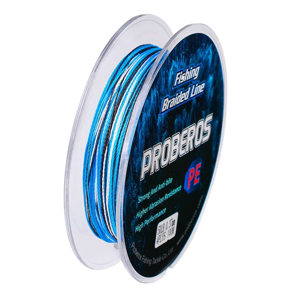 2 PCS PROBEROS 4 Edits 100M Strong Horse Fish Line, Line number: 1.0 / 15LB(Blue)