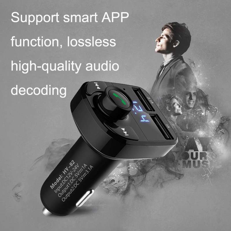 HY82 Car MP3 Bluetooth Receiver Dual USB Car Charger, Specification: Fast Charge Version