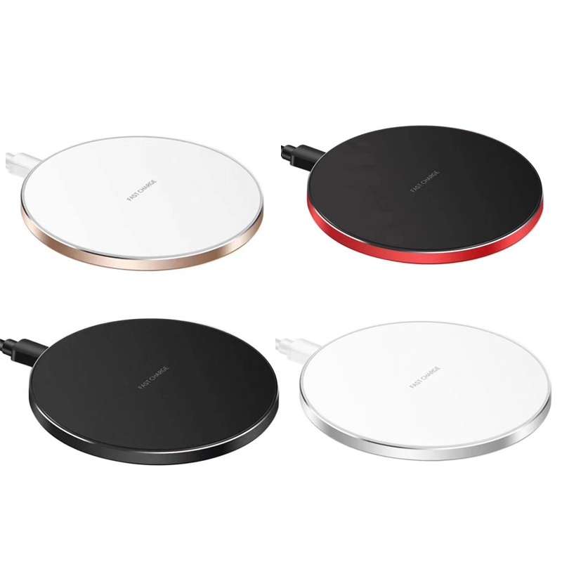 15W Metal Round Wireless Charger Smart Fast Charge(Silver + White Surface)