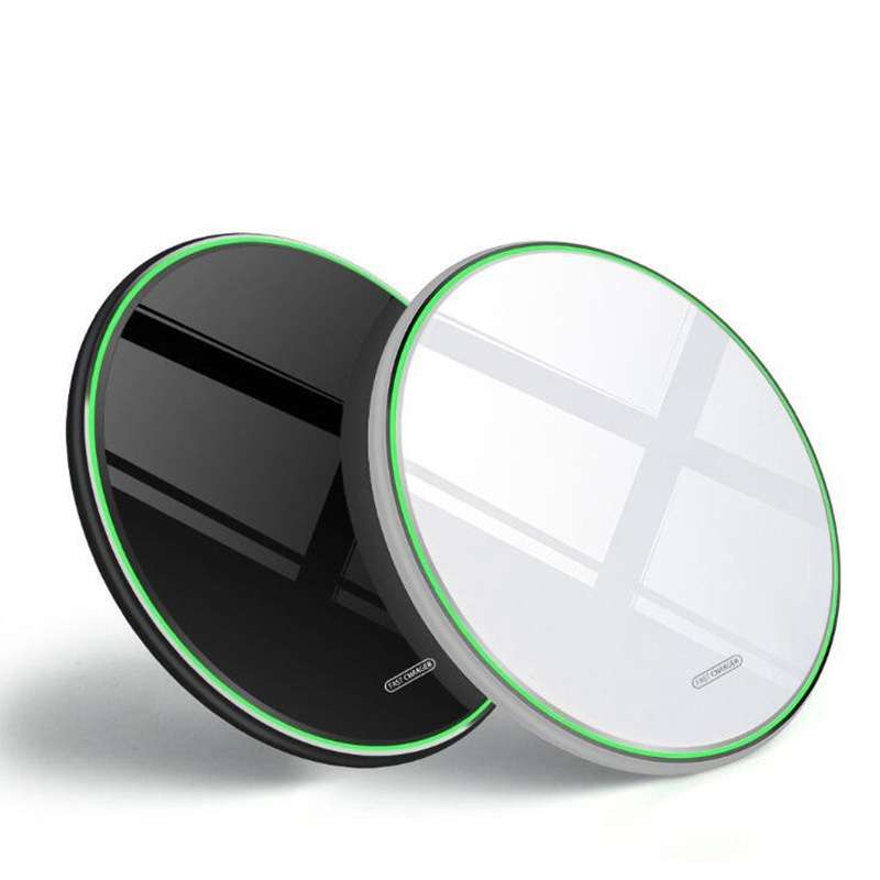 15W Metal Round Wireless Charger Smart Fast Charge(Mirror White)