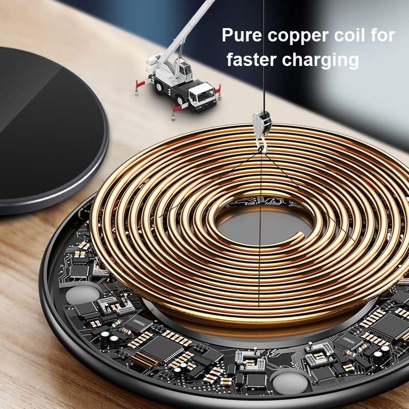 15W Metal Round Wireless Charger Smart Fast Charge(Silver + White Surface)