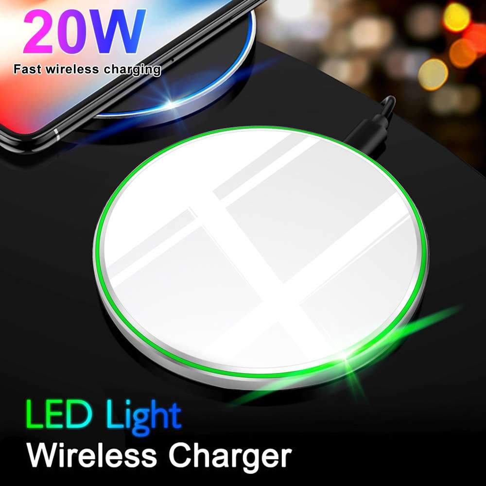 20W QI Metal Mirror Ultra-thin Wireless Charger(White)