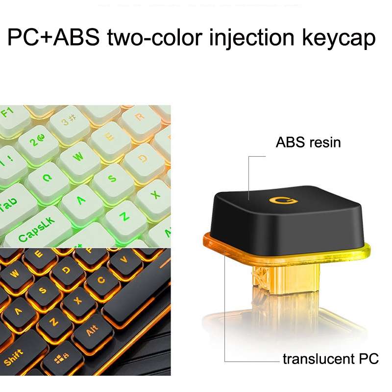 LANGTU L1 104 Keys USB Home Office Film Luminous Wired Keyboard, Cable Le ... (Orange Light Black)