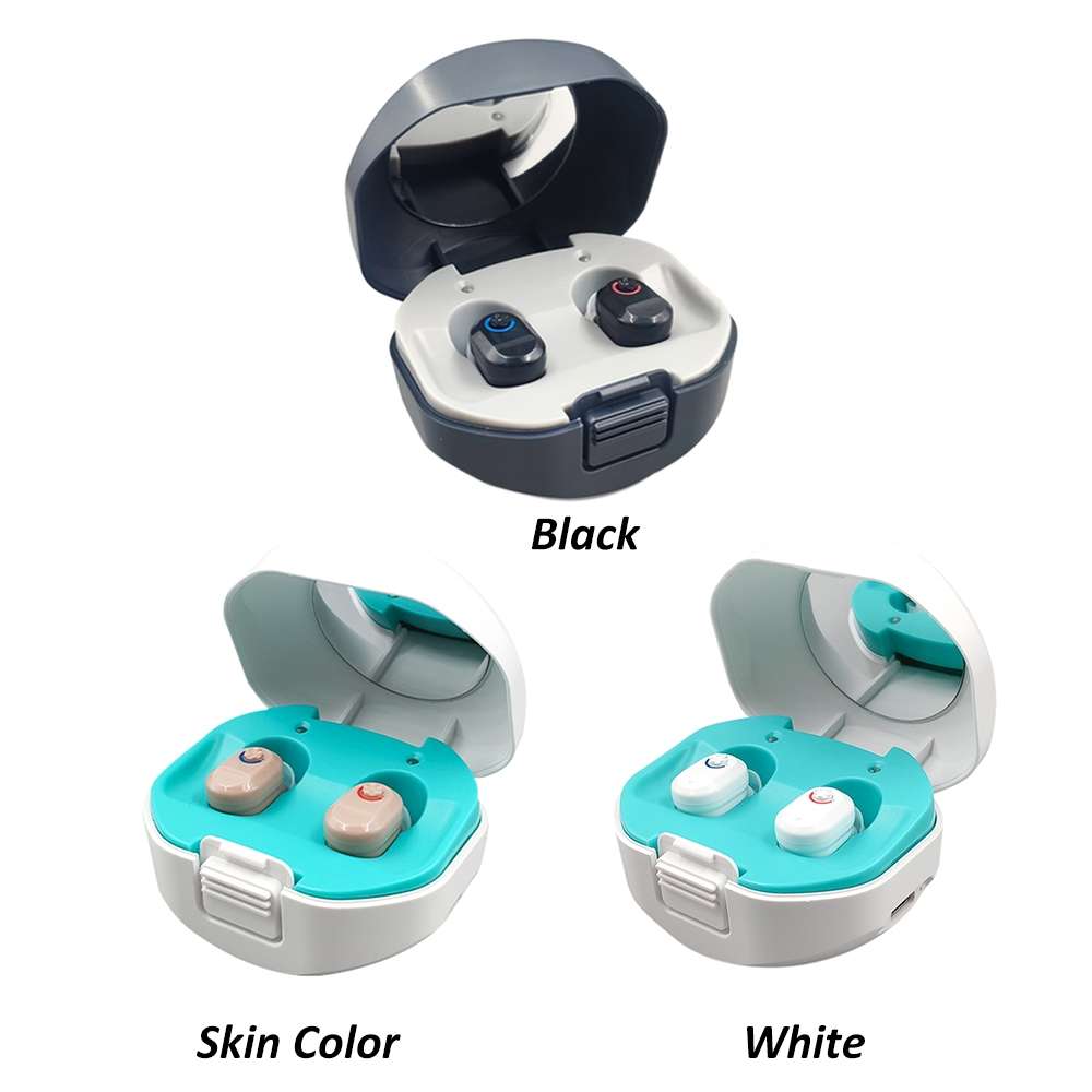 TWS On-Ear Sound Amplifier Hearing Aid with Charging Compartment