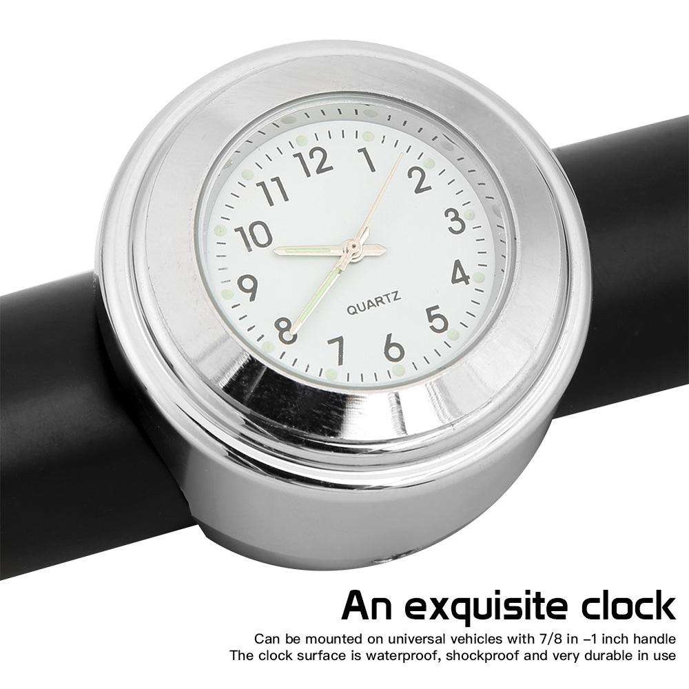 Aluminum Alloy Plating Motorcycle Handlebar Clock(Silver Shell White Background)